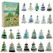 Sea Glass Christmas Tree Advent Calendar,24 Day Christmas Countdown Calendar with 24 2D Sea Glass Christmas Trees Pendant For Christmas Decoration