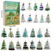 Sea Glass Christmas Tree Advent Calendar,24 Day Christmas Countdown Calendar with 24 2D Sea Glass Christmas Trees Pendant For Christmas Decoration
