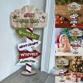 Grinch Christmas Wooden Christmas Decorations Sign,Tabletop Indoor Outdoor Decoration,Cute Cartoon Character Standing Decoration