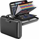 Fireproof Document Organizer with Lock,Hard-Shell Case Fireproof Document Box with Shoulder Strap,Portable File Organizer with 13 Pocket Accordion File Folder