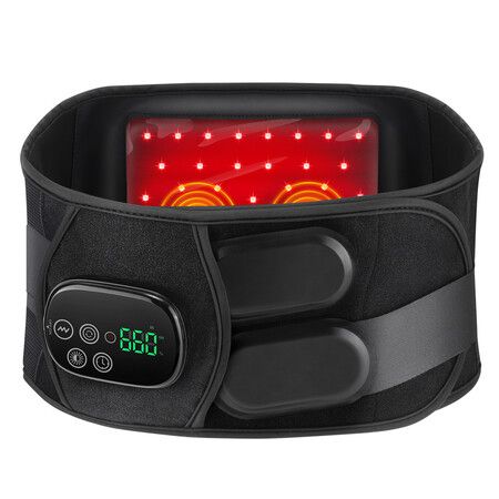 Cordless Infrared Red Light Vibration Massage Wrist Wrap Pad Brace with 660nm and 850nm Back Massager Heating Waist Massage Belt