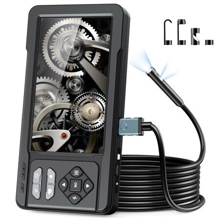 5" IPS Dual Lens Endoscope Camera with Lights,1080P Photo Video Inspection Borescope,IP67 Waterproof Endoscope 5M Industrial Snake Camera