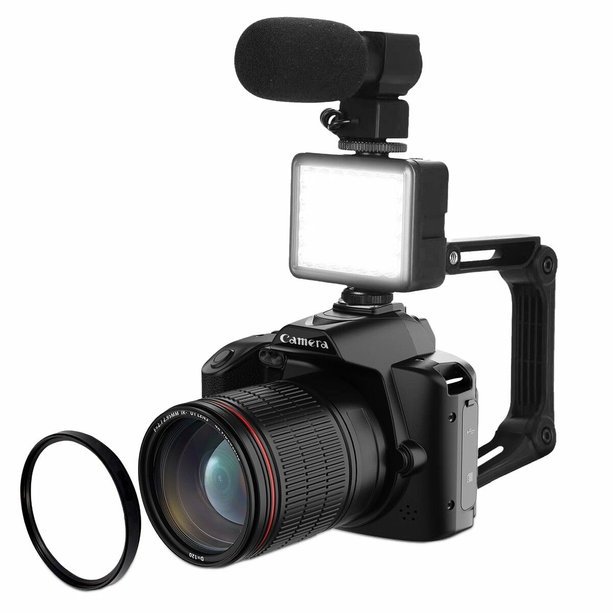4K Vlogging Camera 64MP Night Vision Digital Camera for Photography with,3in Screen 16X Digital Zoom Camcorders Video Camera with Fill Light Mic Stabilizer
