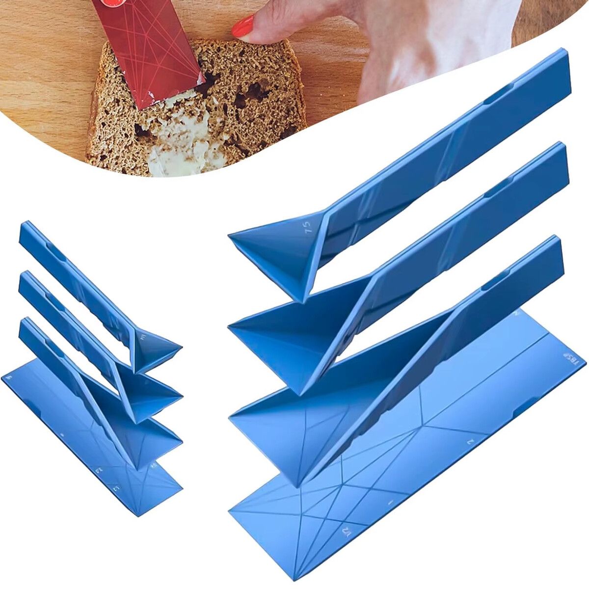 3-in-1 Foldable Measuring Spoons 2 Spoons with 6 Different Sizes Multifunction Folds Flat Kitchen Gadget Color Blue