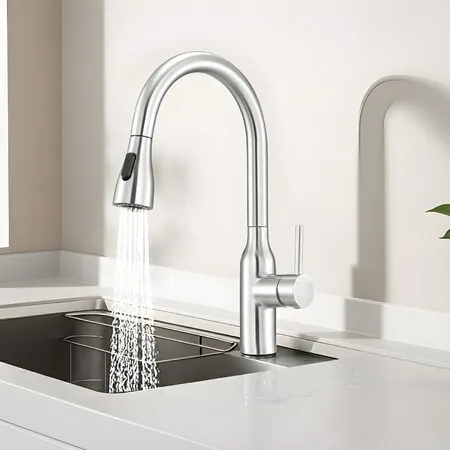 Pull out kitchen mixer WELS 6 Star 4.5 Litres/Minute WELS Registration T42301 Kitchen Tap Hot Cold Water Faucet Stream Spray Spout Swivel 360 Degree Modern