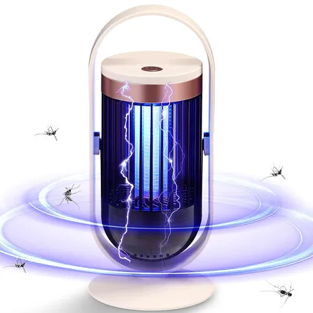 Electric Bug Zapper Outdoor Mosquito Killer Indoor LED Fly Swatter Zapper Purple Light Insect Killer for Home Garden Camping (Beige)