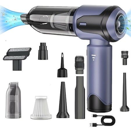 4 in 1 Wireless Car Vacuum,15000PA Portable Rechargeable Vacuum Cleaner,Brushless Motor Air Duster Vacuum for Cleaning Pet Hair,Home