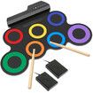 Electric Drum Set,7 Pad Kids Electronic Drum Set with Headphone Included,Roll Up Drum Practice Pad,Great Holiday Xmas Birthday Gift
