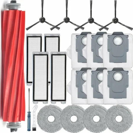 19Pcs Replacement Parts for Roborock Q Revo,Q Revo Vacuum Cleaner Accessories Kit,1 Main Brush 4 Mop Pads 4 Side Brush 4 Hepa Filters 6 Vacuum Bags