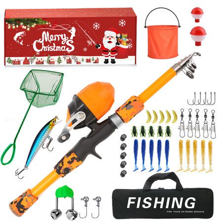 Fishing Tackle Lures Set Fishing Advent Calendar,Fishing Christmas Countdown 24 Days,Christmas Surprise Bait Gift Lures Angling Essentials Col Orange