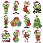 12Pcs Wooden Christmas Tree Grinch Ornaments Cute Grinch Christmas Tree Pendants For Christmas Decorations