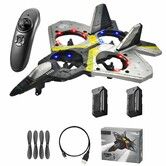 RC Plane Remote Control Airplane Foam V17 Jet Fighter Stunt 2.4GHz with 2 Batteries, 360 Degree Drop-Resistant Stunt Spin Remote & Light RC Airplane