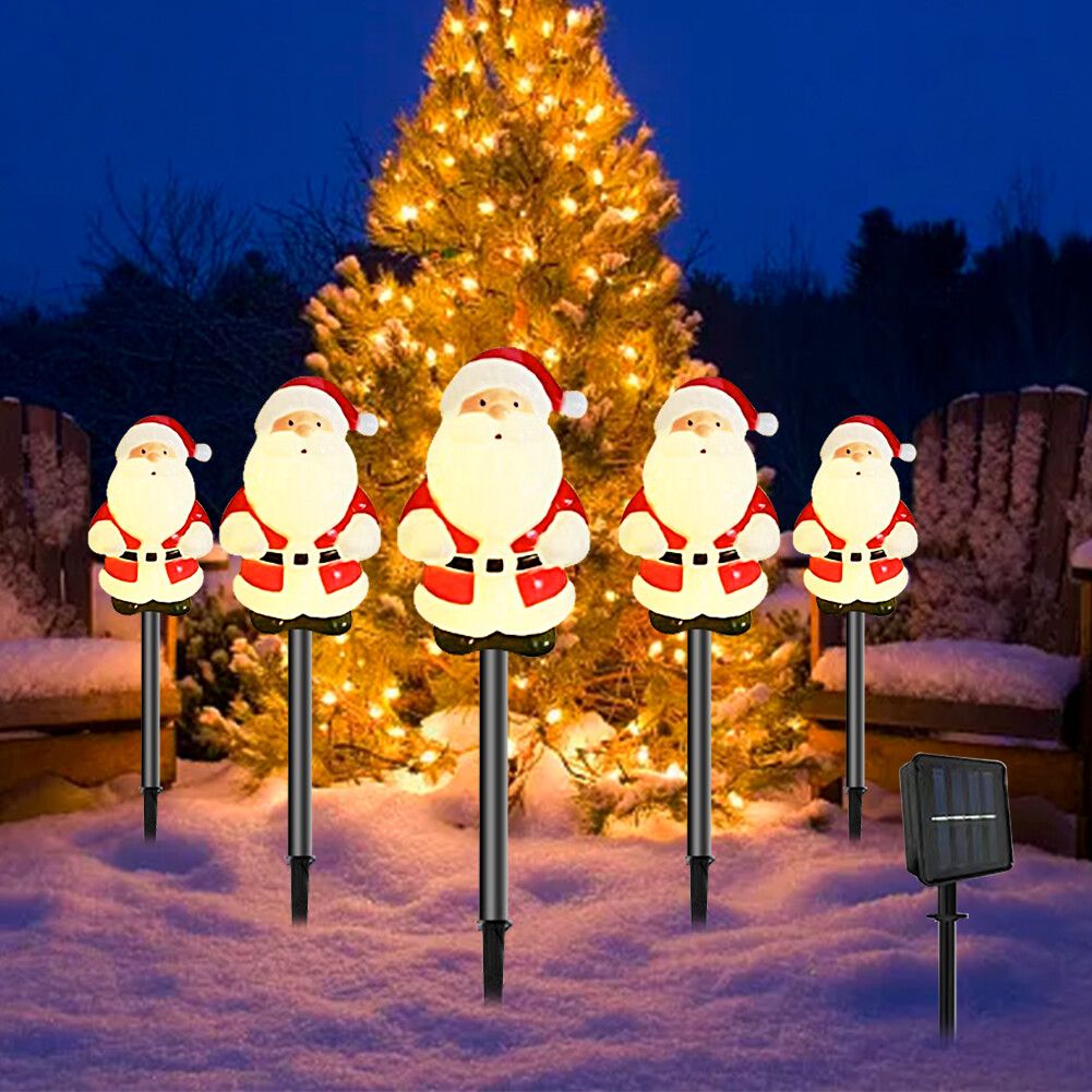 Solar Christmas Pathway Lights Outdoor,Waterproof Led Christmas Santa Lights,Christmas Decorations Outdoor For Yard Patio Walkway Garden Decor