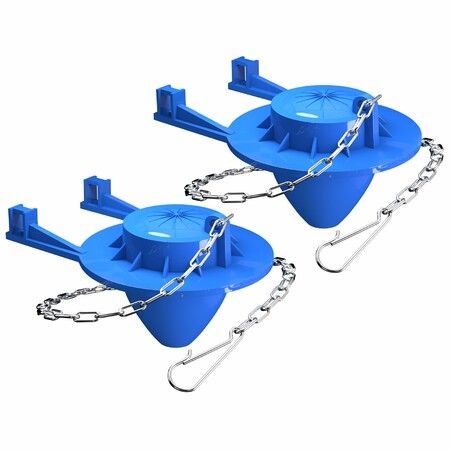 2 Pack Universal 2In Toilet Flapper Replacement Kit Durable Rubber & Stainless Steel Chain