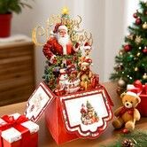 5Pcs Pop Up Christmas Cards Hexagonal Santa Clause Funny 3D Merry Christmas Greeting Card Present For Friends Family Birthday Gift