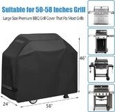 BBQ Grill Cover, Waterproof 210D Heavy-Duty Gas Grill Cover, Anti-UV Material with Elastic Strap (145 * 61 * 117 CM)