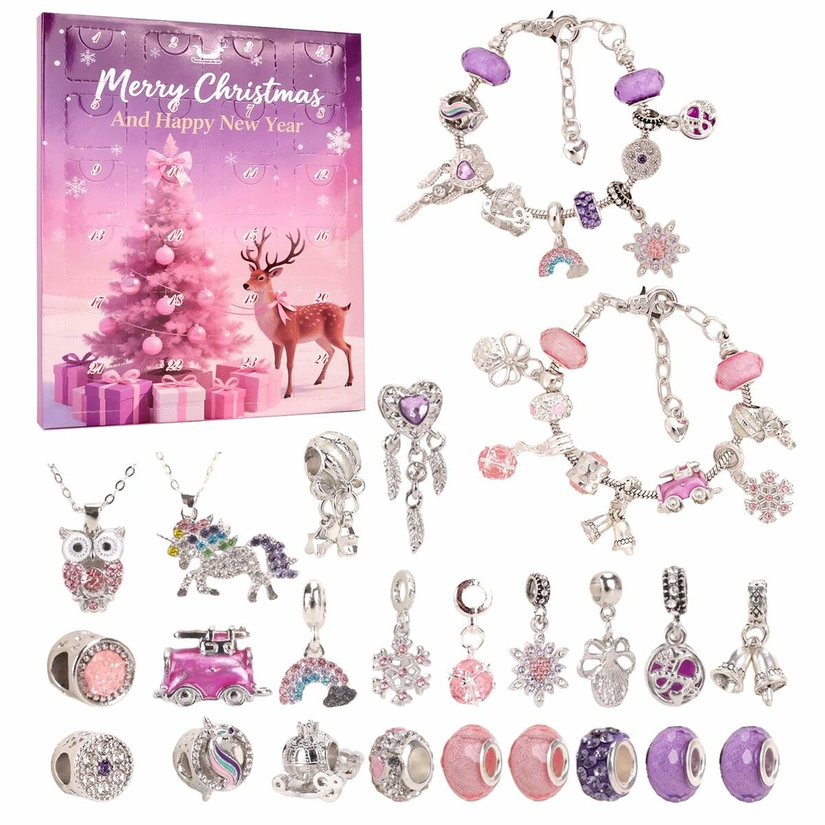 Advent Calendar 2025 24 Filling Girls Bracelets Necklaces, Christmas ...