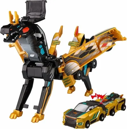 Collision Transforming Dinos Car Toy, 2-in-1 Magnetic Cars Transform into Dino, Robot Toy for  Christmas Birthday Gift for Boys Ages 3+