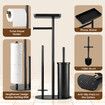 Toilet Paper Holder Brush Phone Shelf Free Standing Bathroom Organiser Spare Tissue Roll Storage Reserve Floor Stand Pole Dispenser Home Decor Black