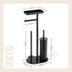 Toilet Paper Holder Brush Phone Shelf Free Standing Bathroom Organiser Spare Tissue Roll Storage Reserve Floor Stand Pole Dispenser Home Decor Black