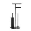 Toilet Paper Holder Brush Phone Shelf Free Standing Bathroom Organiser Spare Tissue Roll Storage Reserve Floor Stand Pole Dispenser Home Decor Black
