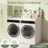 Washer and Dryer Countertop Shelf Laundry Room Storage Organiser Over The Front Load Washing Machine Table Top Shelves White 2 Tier Cover 137x70x30cm