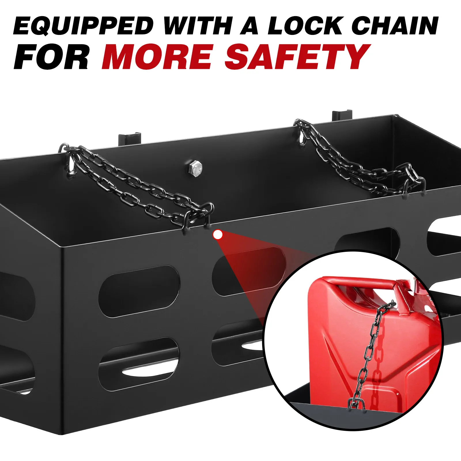 Dual Jerry Gas Can Holder Metal Lockable Fuel Jug Canister Petrol Container Rack Mount Bracket Liquid Carrier Toolbox for Camper Caravan Trailer Black