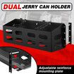 Dual Jerry Gas Can Holder Metal Lockable Fuel Jug Canister Petrol Container Rack Mount Bracket Liquid Carrier Toolbox for Camper Caravan Trailer Black