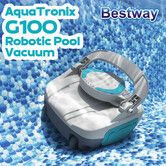 Robotic Pool Cleaner Cordless Automatic Vacuum Cleaning System Robot Rechargeable Power Portable for Bestway Flat Bottom Above Ground Swimming Pools