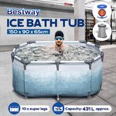 Bestway Bathtub Portable Freestanding Recovery Spa Ice Bath Tub Massage Athletes Cold Water Soaking Shower Outdoor Plunge Lid Pump Filter 150x90x65cm