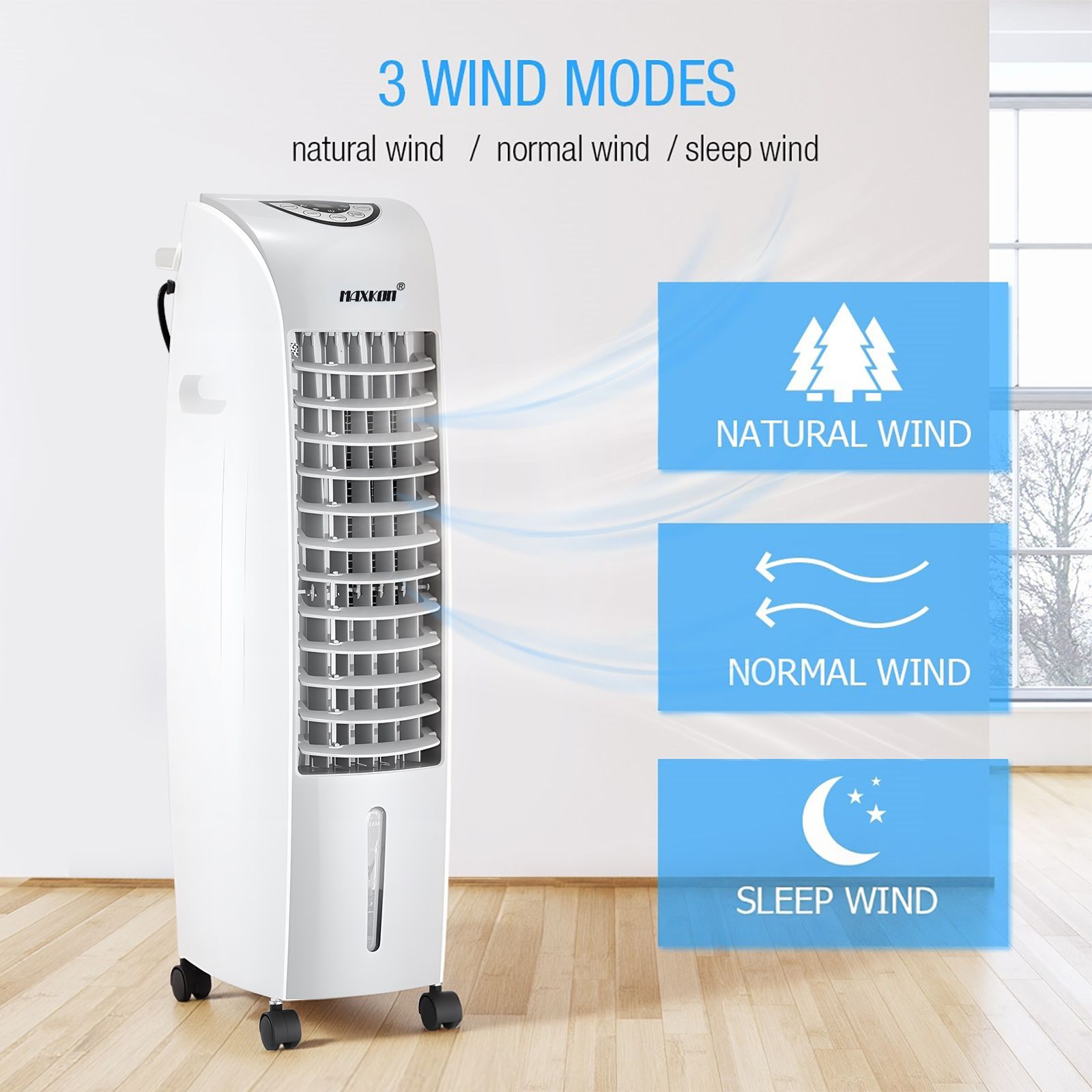 Maxkon Air Cooler Portable Evaporative Cooling Fan Purifier Humidifier 6L Water Tank 4 in 1 Remote Control Swamp Home Room Ionizer Conditioner System