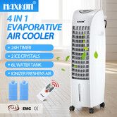 Maxkon Air Cooler Portable Evaporative Cooling Fan Purifier Humidifier 6L Water Tank 4 in 1 Remote Control Swamp Home Room Ionizer Conditioner System