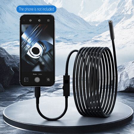 Endoscope Camera Bore Scope Inspection Car Sewer Snake Cam Tools 7.9mm Dual Len 2MP HD 8 LED Lights Android iOS iPad USB Type-C Phones Waterproof Cord