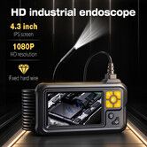 Endoscope Inspection Camera Snake Borescope Tools 8 LED Lights HD 1080P 4.3Inch IPS Screen USB Type-C Waterproof 2000mAh Power Dual Lens Plug and Play