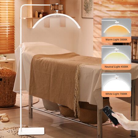 LED Light Beauty Floor Fill Lash Lamp Half Moon for Eyelash Extensions Tattoo Esthetician Nail Tech Art Salon Spa Facial Makeup Adjustable Brightness