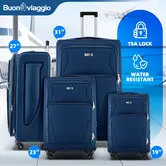 Luggage Suitcases Set 4 Piece Carry On Travel Case Soft Sided Cabin Checked Travelling Bags TSA Lock Rolling Trolley Expandable Traveller Hand Baggage