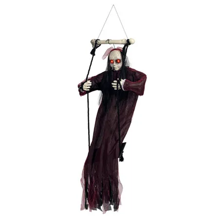 Halloween Decorations,Hanging Swing Ghost with Voice Activated,Creepy Sound/Light Up Eyes,Halloween Animatronics Spooky Haunted House Holiday Prop