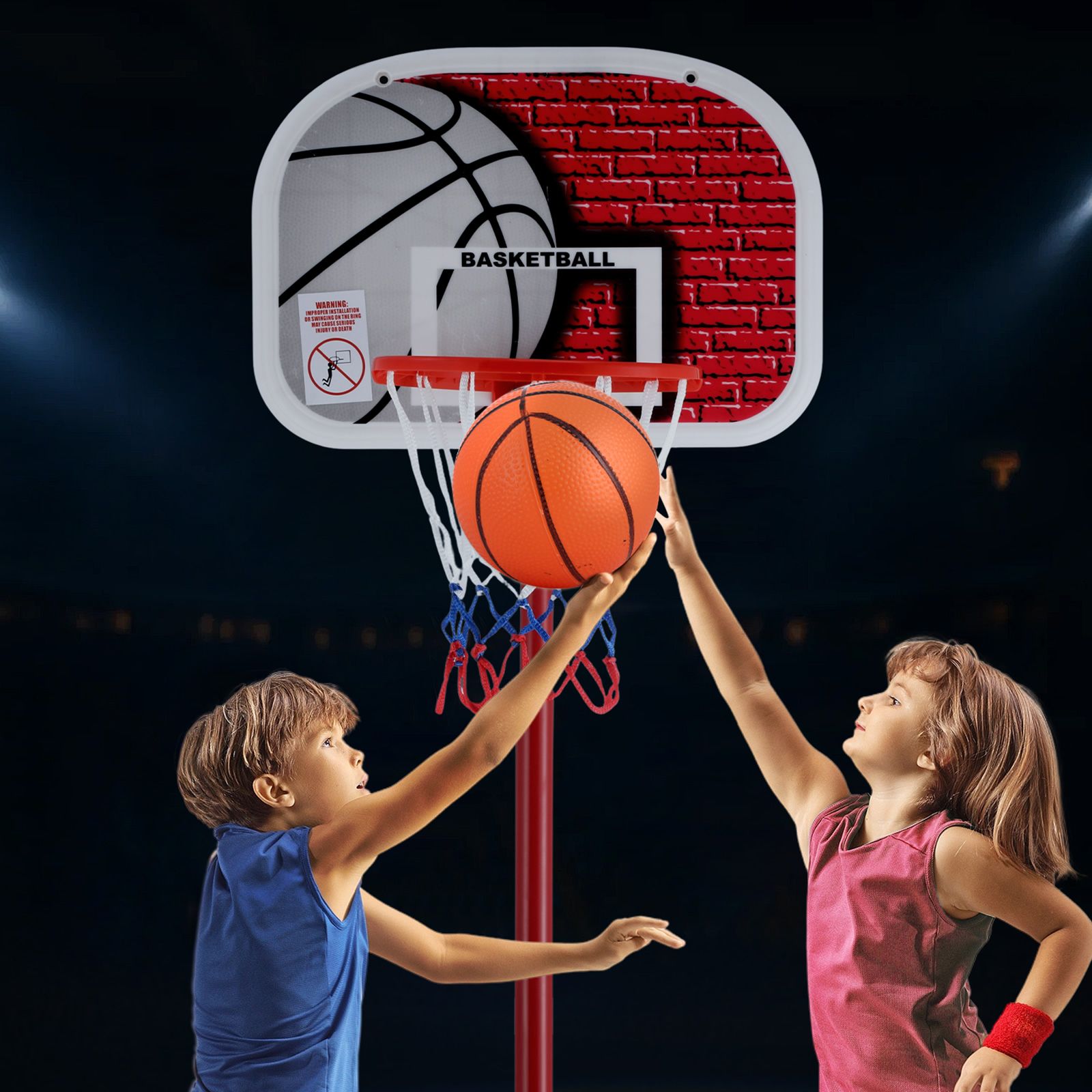 Portable Basketball Hoop Stand System 1.15-1.6m Adjustable Backboard Net Ring Rim Pro Goal Childrens Kids Outdoor Indoor Game Activity Sports Exercise