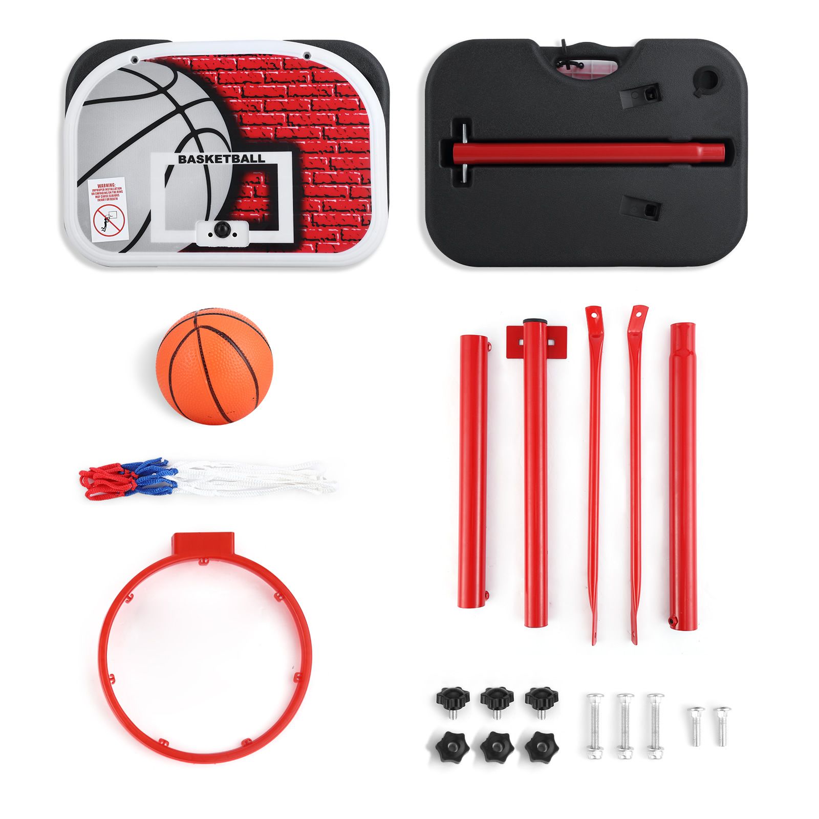 Portable Basketball Hoop Stand System 1.15-1.6m Adjustable Backboard Net Ring Rim Pro Goal Childrens Kids Outdoor Indoor Game Activity Sports Exercise