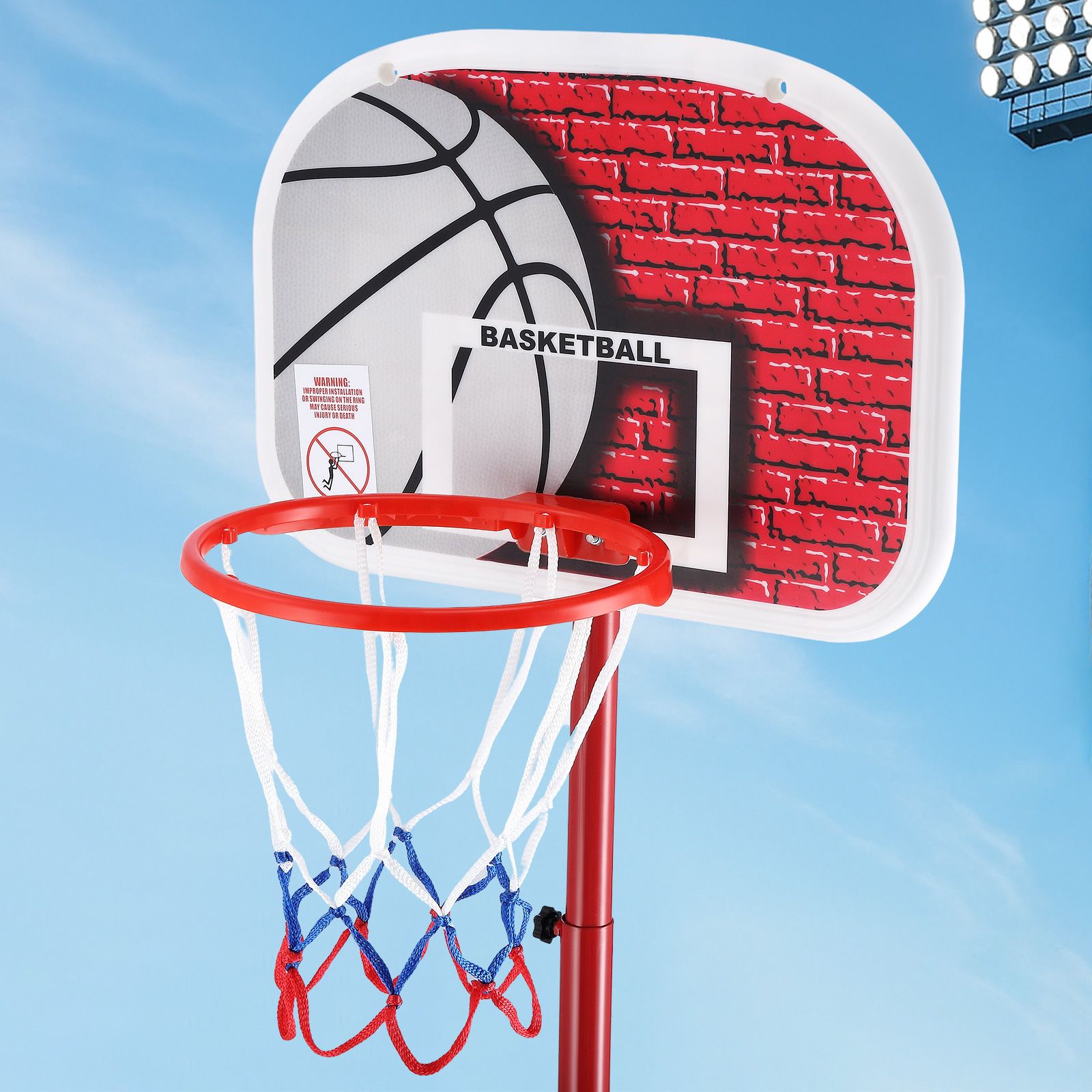 Portable Basketball Hoop Stand System 1.15-1.6m Adjustable Backboard Net Ring Rim Pro Goal Childrens Kids Outdoor Indoor Game Activity Sports Exercise