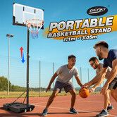 Portable Basketball Hoop System Adjustable Stand 1.1m-3.05m Backboard Net Ring Rim Pro Goal Childrens Kids Outdoor Indoor Game Activity Sports Exercise
