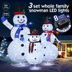 3Pcs Christmas Lights Snowman Decorations Fairy 3D LED Strip Home Display Xmas Outdoor Holiday Ornament Folding Family of 3 Figures 8 Lighting Modes