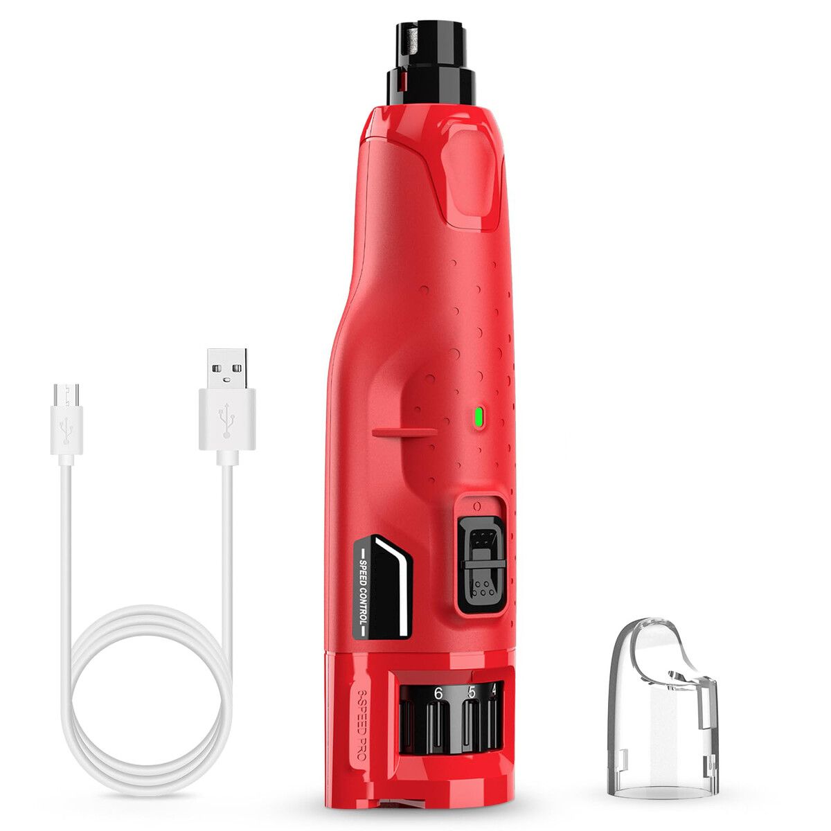 Dog Nail Grinder Quiet 45db 6 Speed Pet Nail Grinder with 2 LED Lights,Professional 3 Ports Rechargeable Electric Dog Nail Trimmer with Dust Cap