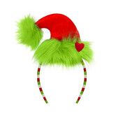 Green Fur Headband with Christmas Bow Antlers Ideal For Christmas Parties Dances And Festive Events