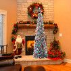 150cm Pop Up Christmas Tree,Collapsible Christmas Tinsel Tree Artificial Tree Christmas Decoration for Holiday Home Office Party Color Silver