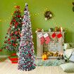 150cm Pop Up Christmas Tree,Collapsible Christmas Tinsel Tree Artificial Tree Christmas Decoration for Holiday Home Office Party Color Silver