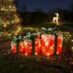 LED Christmas Lights Decorations Outside String Lighted Red Gift Boxes Presents Ornament Xmas Holiday Garden Party Display Battery Powered Lighting