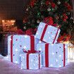 80 LED Christmas Lights Decorations 3D Lighted Gift Box Tower Xmas Tree Ornaments Outdoor Indoor Fairy Lighting Display Presents Warm White Stackable
