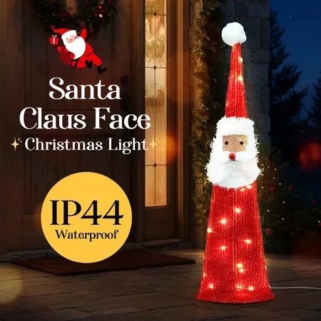 Christmas Lights Decorations Santa Claus Face 30 LED Strip Home Display Fairy Lighting Outdoor Xmas Holiday House Bedroom Ornaments 60cm Warm White