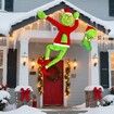 Christmas Grinchs Decorations,120cm Large Green Christmas Funny Doll with Stocking,Bendable Arms & Legs,Whimsical Plush Decoration